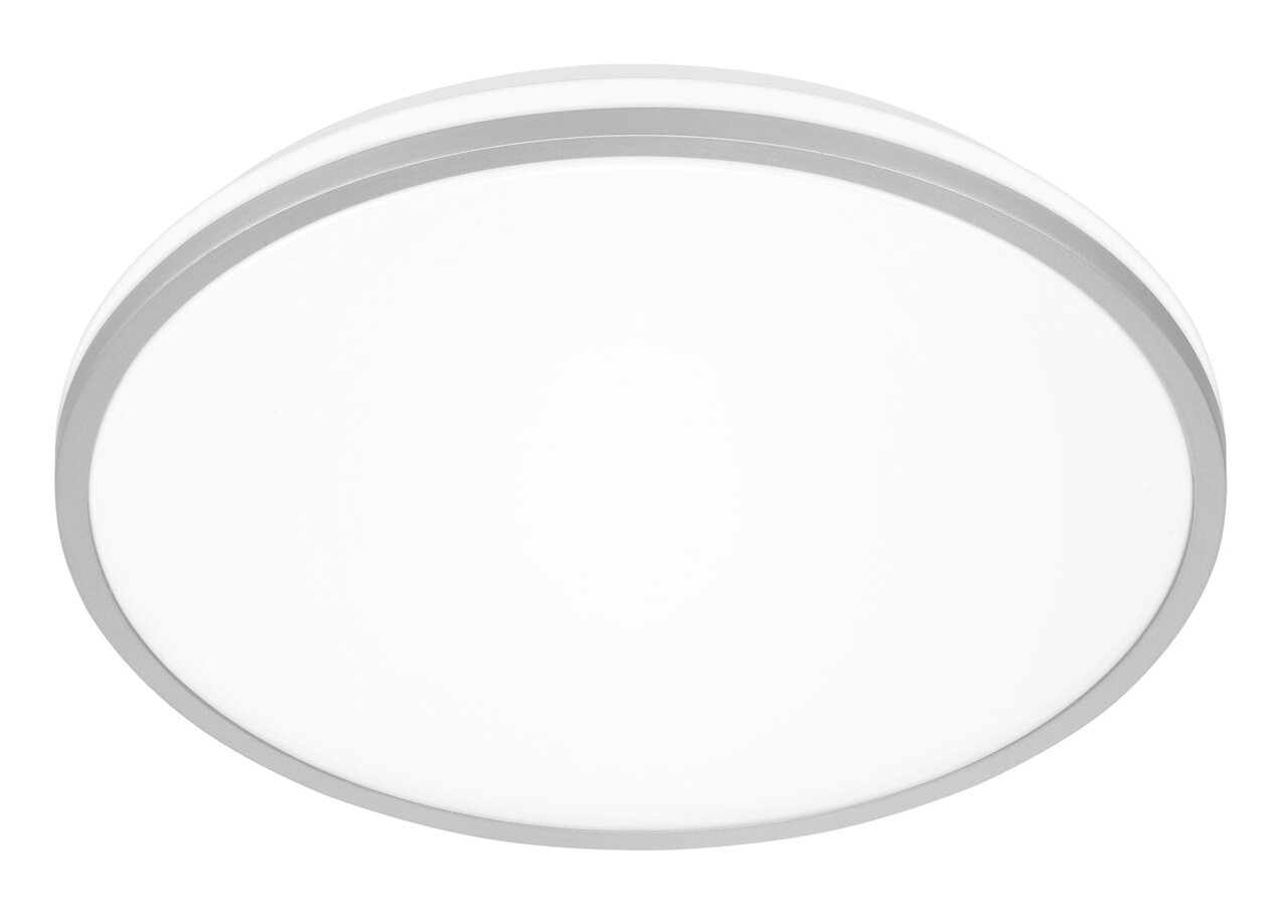 Briloner LED-Deckenleuchte PULAP A Runde LED-Deckenleuchte in Weiß mit silbernem Rand, Ansicht von unten