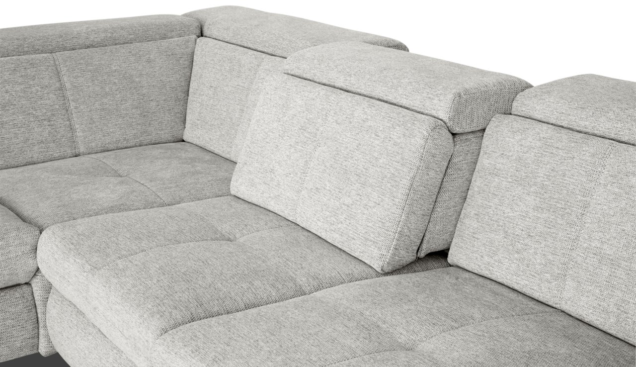 Set one by Musterring Ecksofa SET ONE 3400 Graue Rundecke mit verstellbarer Rückenlehne, Perspektive von oben.