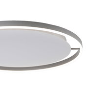 Moderne Deckenleuchte RITUS in seitlicher Perspektive mit kreisförmigem Design und leuchtendem Rand.