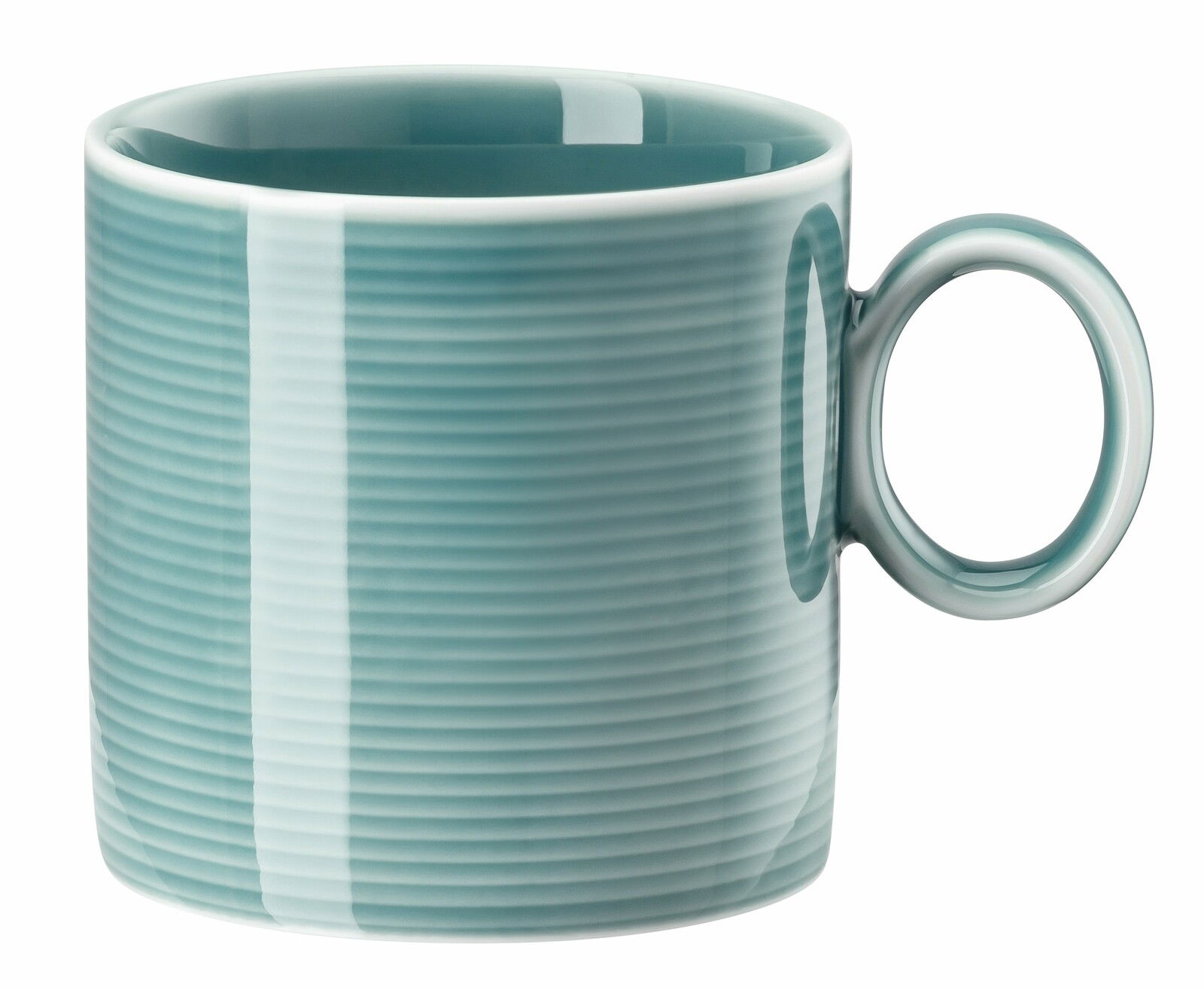 Thomas Kaffeebecher LOFT COLOUR Türkiser Becher mit Henkel, seitliche Perspektive