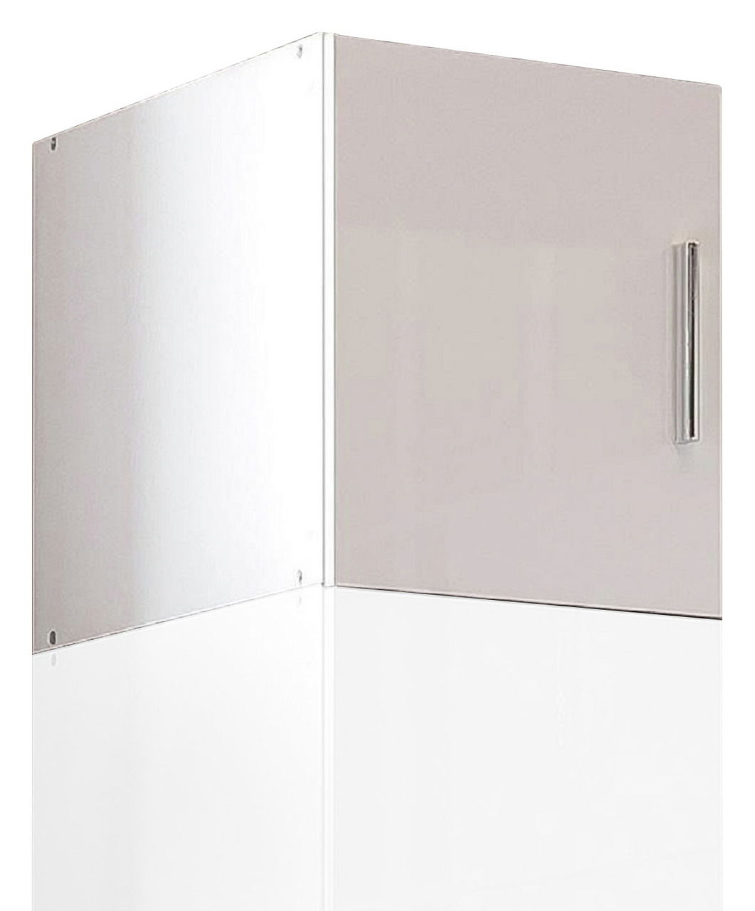 XORA Aufsatz T40 MALTA Küchenschrank-Aufsatz T40 in weißer Farbe, seitliche Perspektive mit Metallgriff