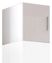 Küchenschrank-Aufsatz T40 in weißer Farbe, seitliche Perspektive mit Metallgriff