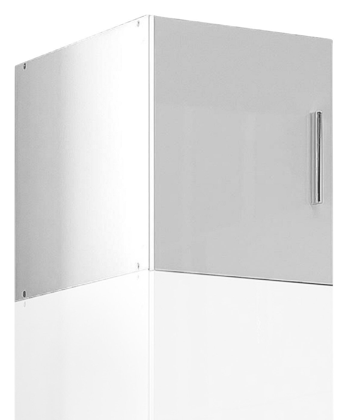 Küchenschrank-Aufsatz T40 in weißer Farbe, seitliche Perspektive mit Metallgriff