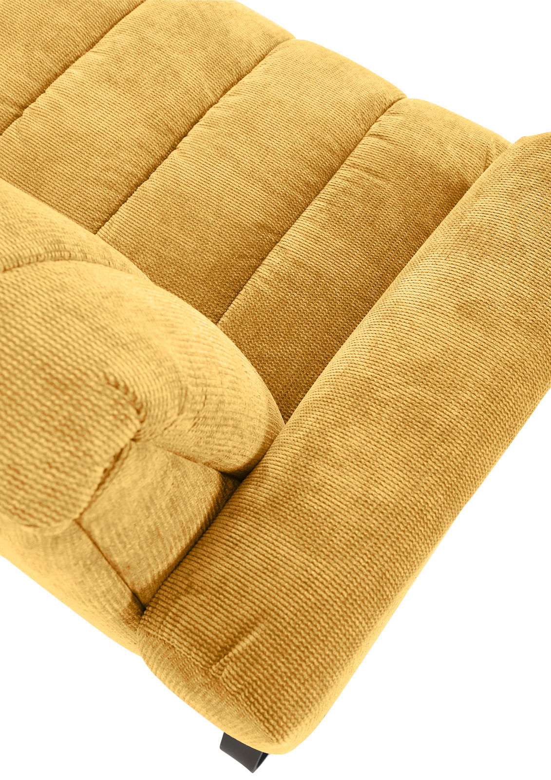 Novel 2,5er-Sitzbank LAILA Gelbe 2,5er-Sitzbank aus Stoff, Nahaufnahme von oben