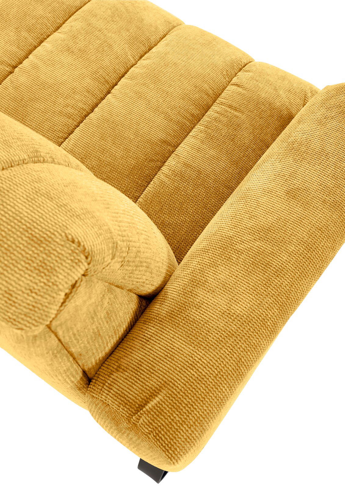 Novel 2,5er-Sitzbank LAILA Gelbe 2,5er-Sitzbank aus Stoff, Nahaufnahme von oben