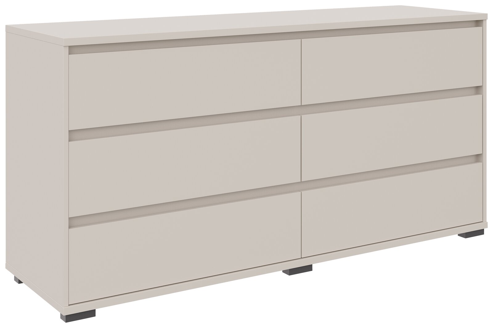 Carryhome XL-Sideboard LINE XL-Sideboard in hellem Beige mit sechs Schubladen, seitliche Perspektive