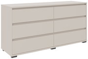 XL-Sideboard in hellem Beige mit sechs Schubladen, seitliche Perspektive