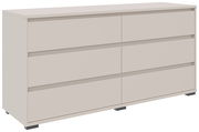 XL-Sideboard in hellem Beige mit sechs Schubladen, seitliche Perspektive