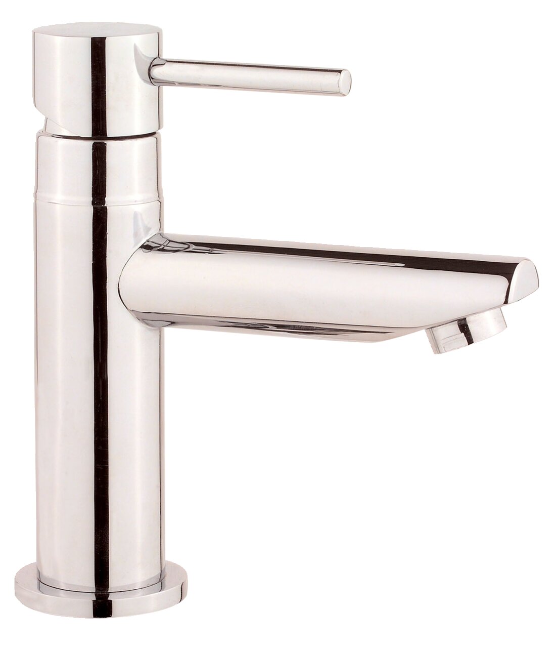 Moderne Kaltwasserarmatur aus Chrom in seitlicher Perspektive