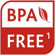BPA-frei Symbol in Rot mit Blattmotiv, Vorderansicht