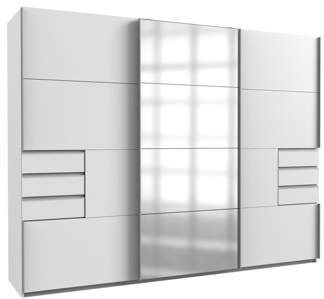 Moderner Schwebetürenschrank mit drei Türen, Frontansicht