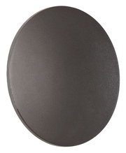 Runde LED-Außenwandleuchte in dunklem Finish, seitliche Perspektive