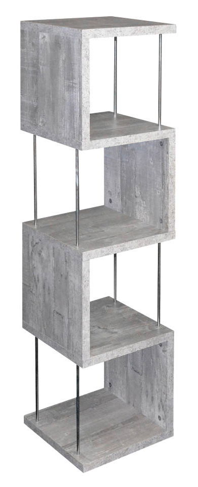 Modernes Standregal mit vier offenen Fächern in Betonoptik, seitliche Perspektive