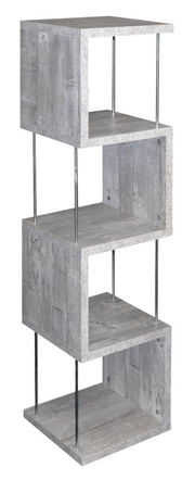 Modernes Standregal mit vier offenen Fächern in Betonoptik, seitliche Perspektive