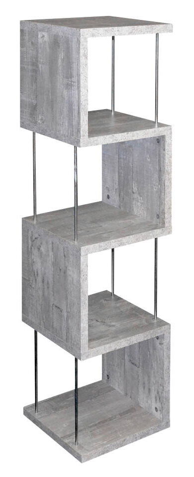 Modernes Standregal mit vier offenen Fächern in Betonoptik, seitliche Perspektive