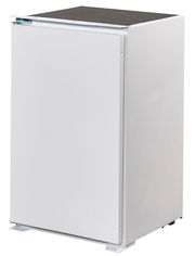 Weißer Küchenschrank in Frontalansicht mit geschlossener Tür.