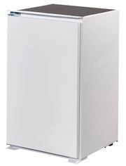 Weißer Küchenschrank in Frontalansicht mit geschlossener Tür.