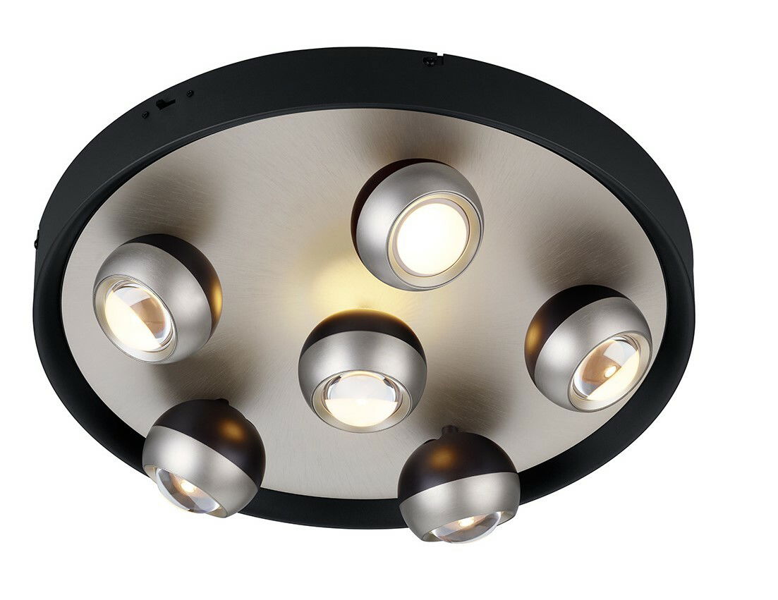 Trio Leuchten Deckenleuchte ORBIT Moderne Deckenleuchte mit fünf kugelförmigen Strahlern, Ansicht von unten.