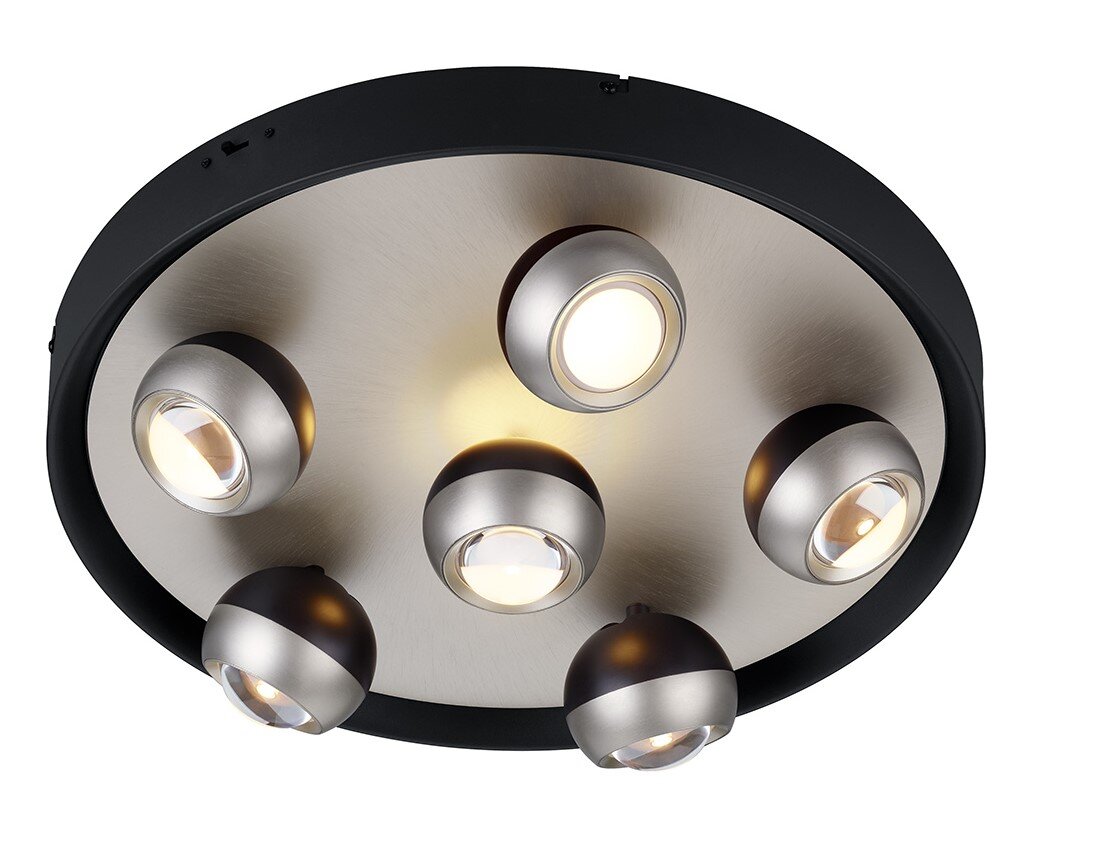 Trio Leuchten Deckenleuchte ORBIT Moderne Deckenleuchte mit fünf kugelförmigen Strahlern, Ansicht von unten.