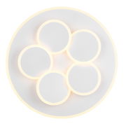 Runde Deckenleuchte mit fünf leuchtenden Kreisen, Ansicht von unten.