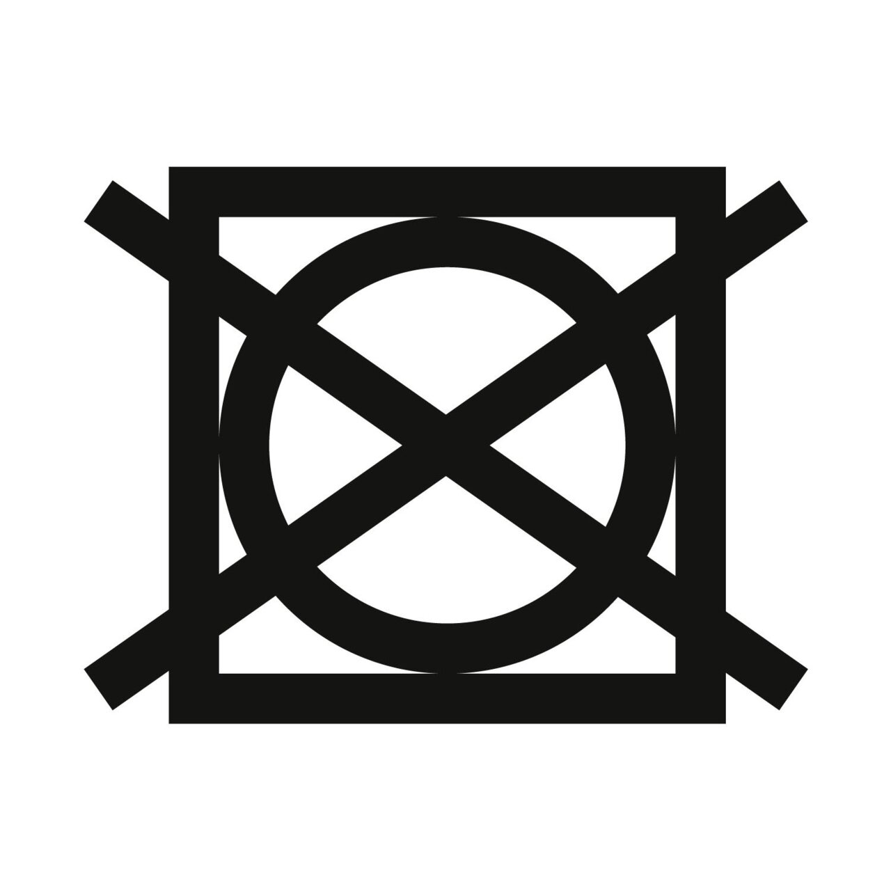 Symbol für nicht im Trockner trocknen, frontal betrachtet.