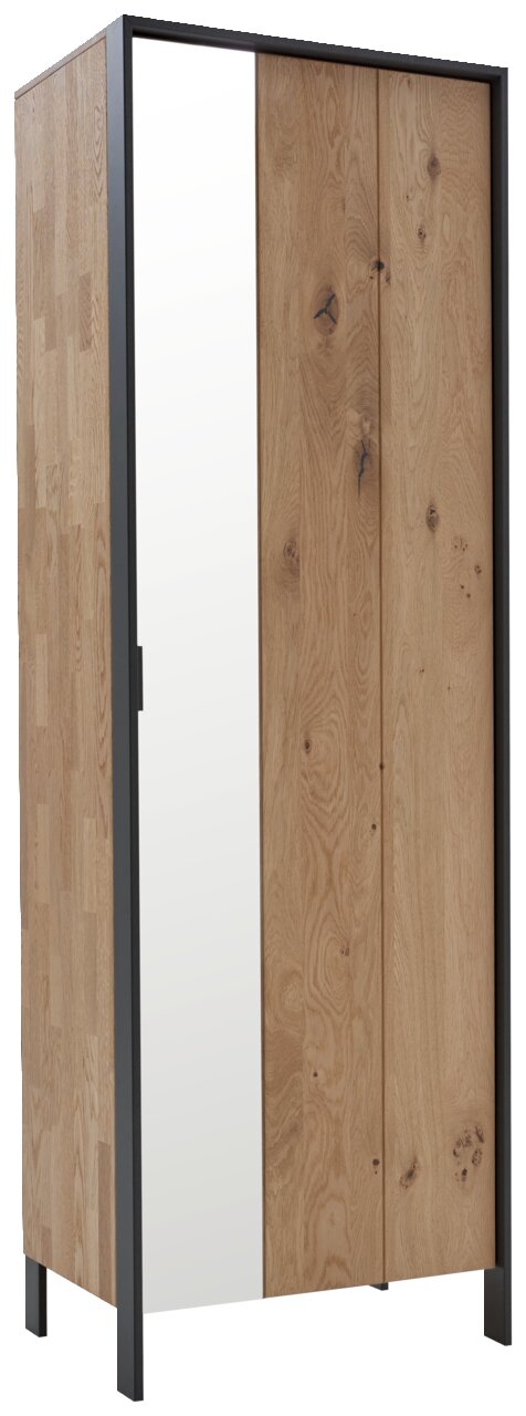 Garderobenschrank mit Spiegel, Holzoptik, seitliche Perspektive