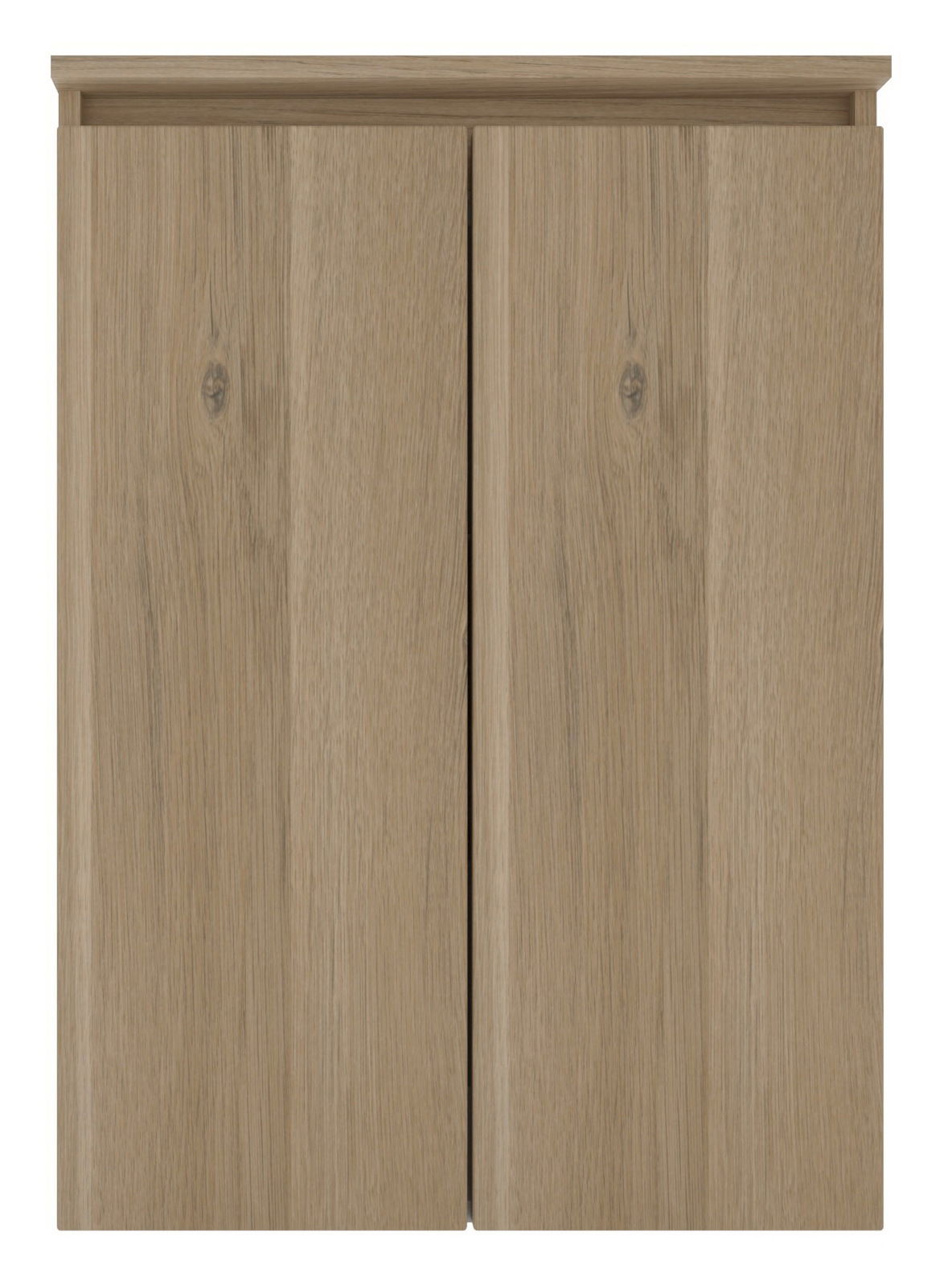 Frontansicht eines Highboards aus hellem Holz mit zwei Türen.