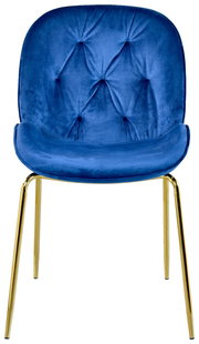 Blauer Samtstuhl mit goldenen Beinen, Frontalansicht