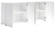 Weißes Sideboard mit offenen Türen, seitliche Perspektive