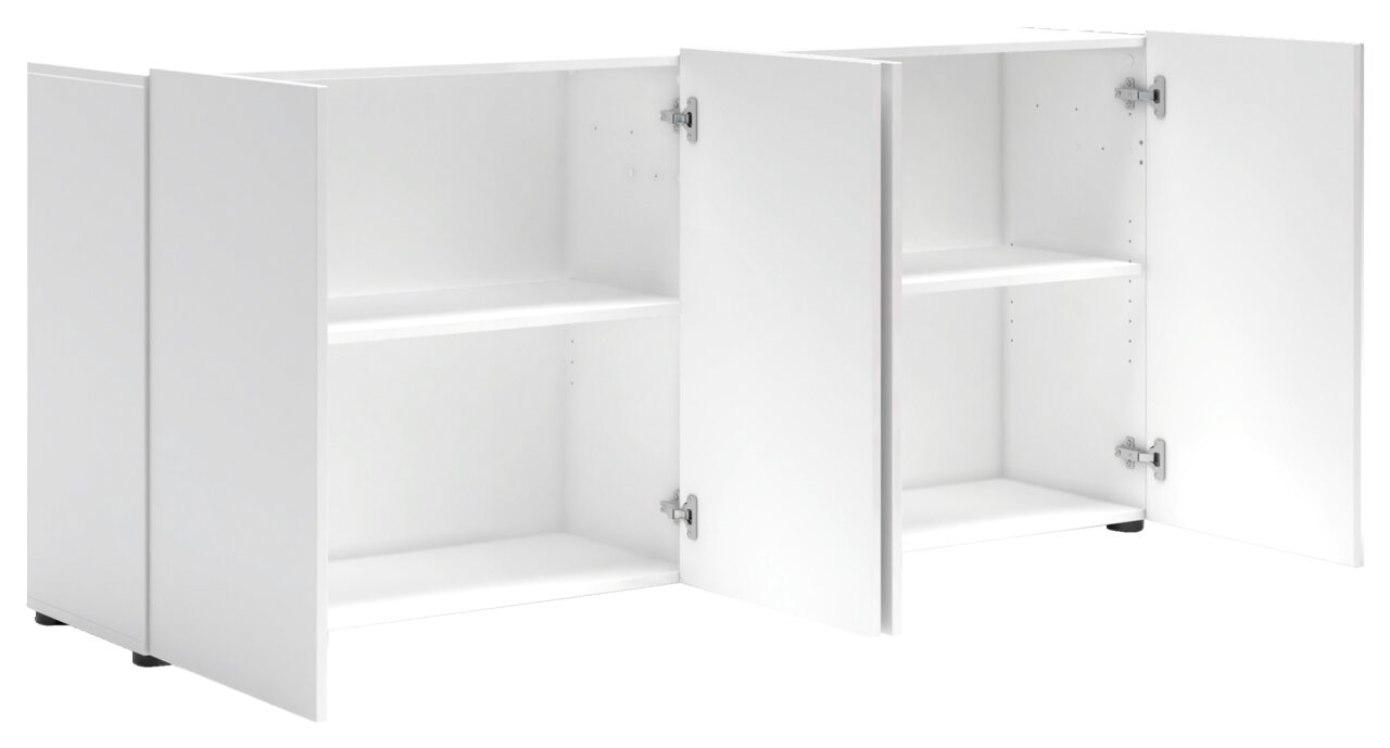 XORA Sideboard MISTER LORD Weißes Sideboard mit offenen Türen, seitliche Perspektive