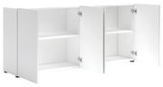 Weißes Sideboard mit offenen Türen, seitliche Perspektive