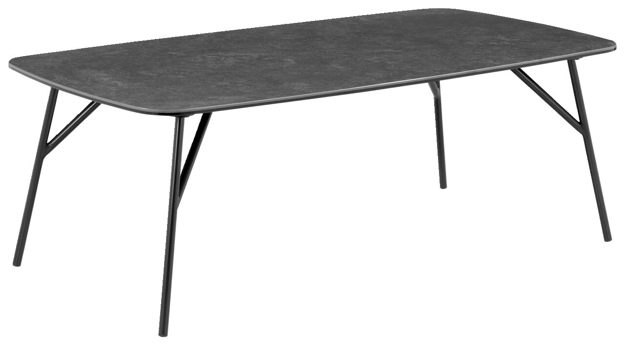 XORA Couchtisch LISA Moderner Couchtisch mit rechteckiger, dunkler Tischplatte und schlanken Metallbeinen, seitliche Perspektive