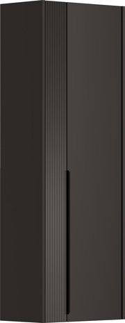 Schwarzer Hängegarderobenschrank mit geriffelter Oberfläche, Frontalansicht