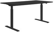 Schwarzer E-Schreibtisch mit höhenverstellbaren Beinen, seitliche Perspektive