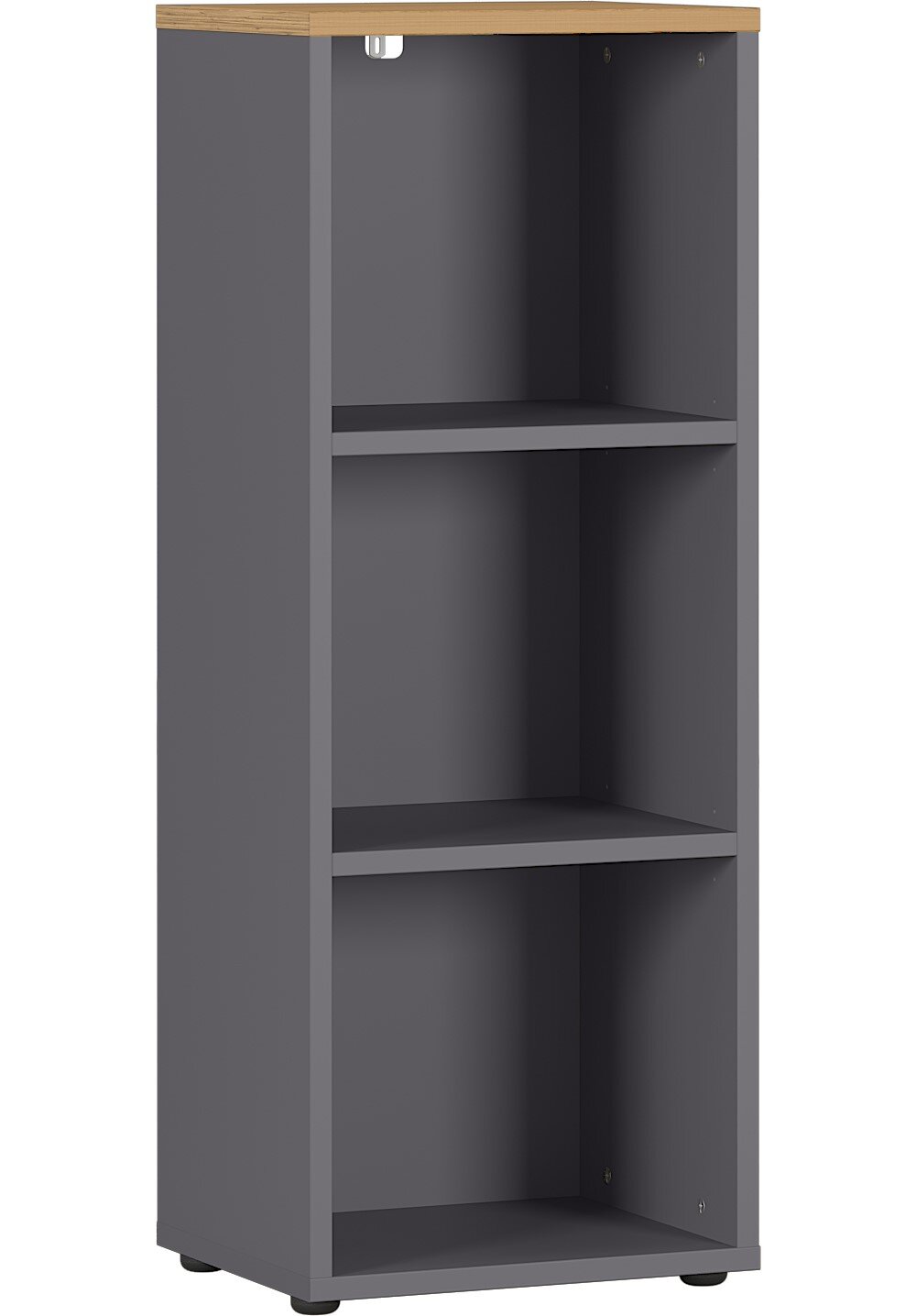 MID.YOU Aktenregal AGENDA HOME Graues Aktenregal mit drei Fächern, seitliche Perspektive