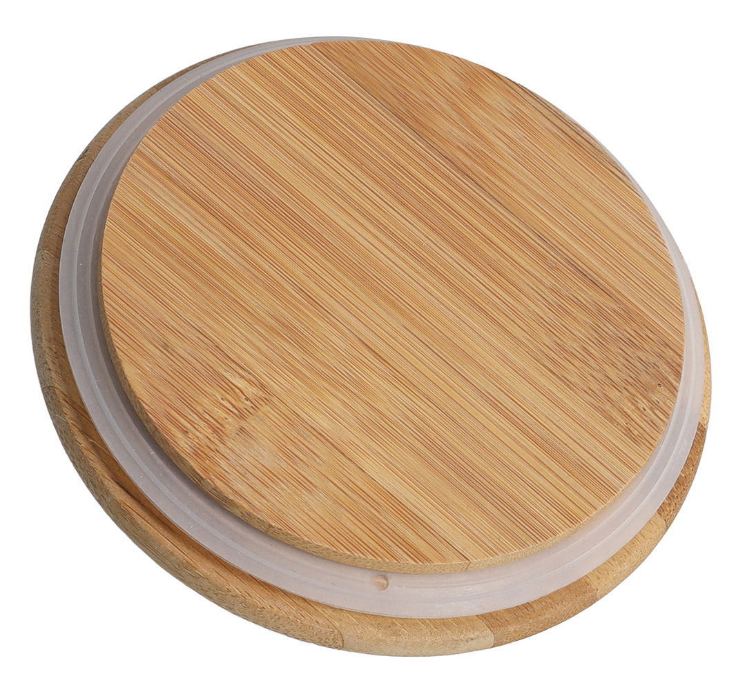 Runde Vorratsdose mit Bambusdeckel, Ansicht von oben