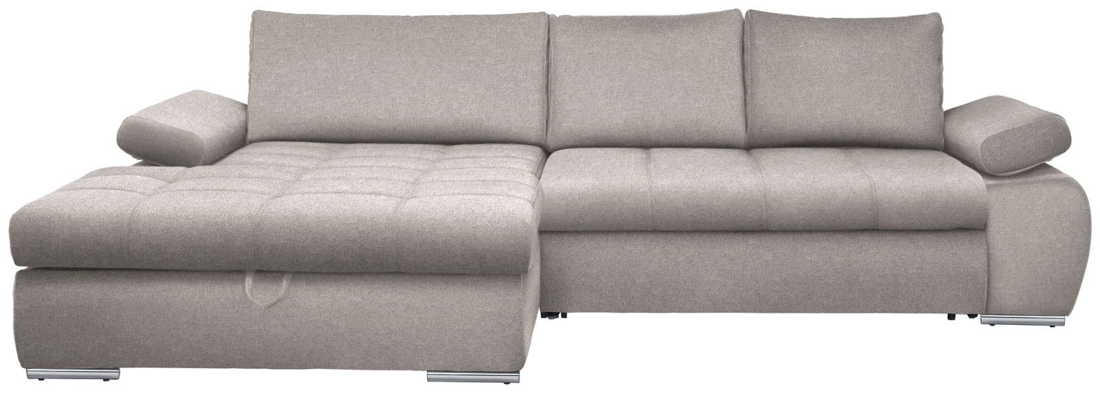 Graues Ecksofa mit Ottomane links, Vorderansicht