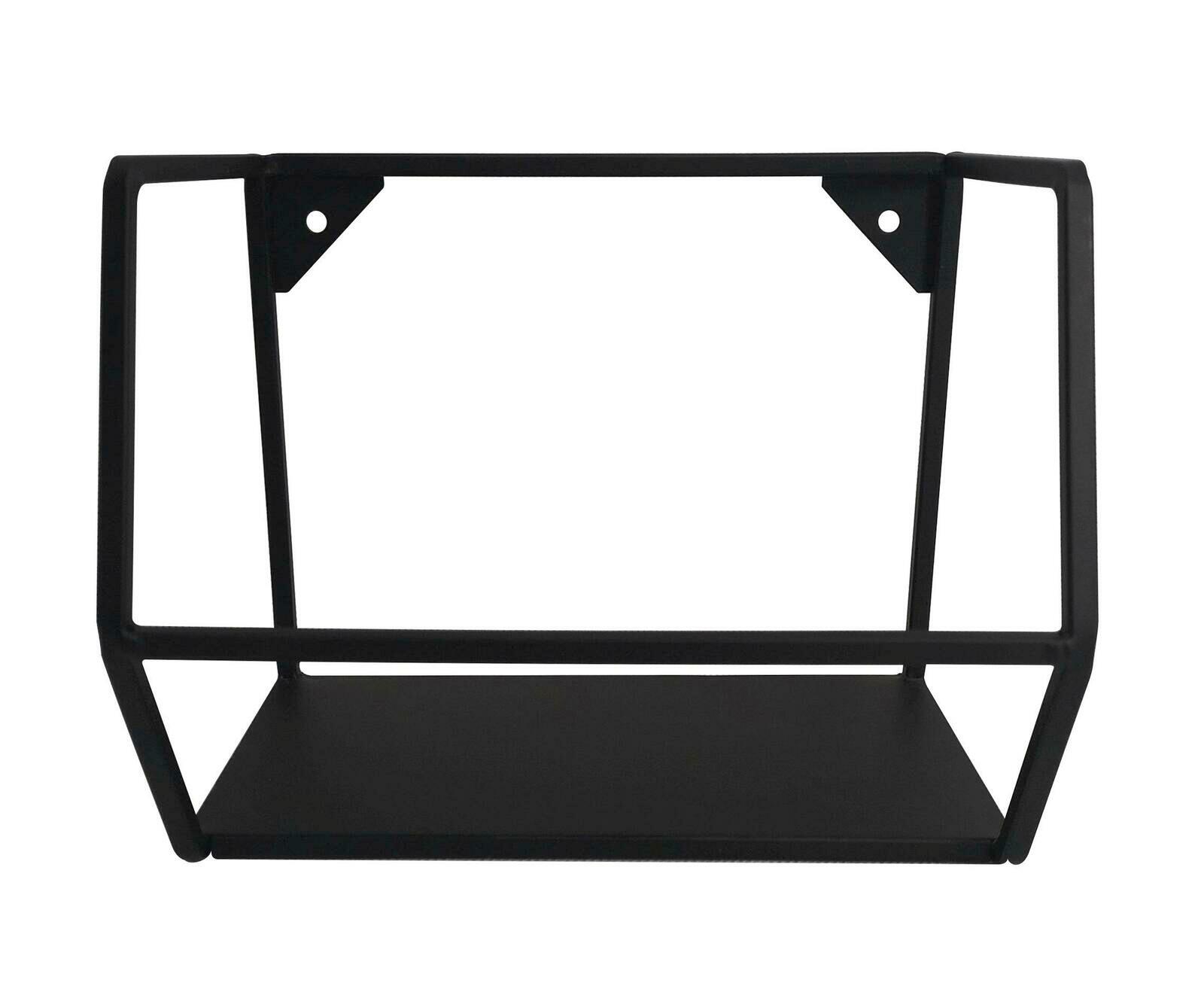 Schwarzes Wandregal NORA aus Metall, frontale Ansicht