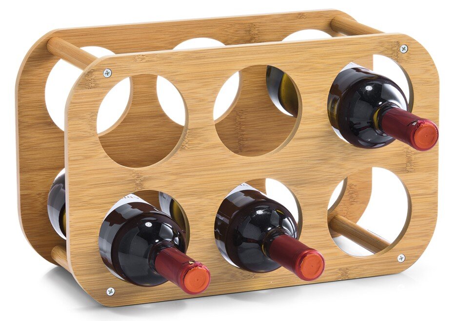 Zeller Present Weinregal für 6 Flaschen Weinregal aus Holz für 6 Flaschen, seitliche Perspektive