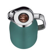 Isolierkanne Skyline in Türkis mit glänzendem Chromdeckel und Griff, Ansicht von oben