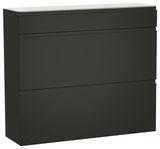 Moderner Hängeschuhschrank LECCO in dunklem Design, frontal abgebildet mit drei Schubladen.