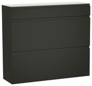 Moderner Hängeschuhschrank LECCO in dunklem Design, frontal abgebildet mit drei Schubladen.