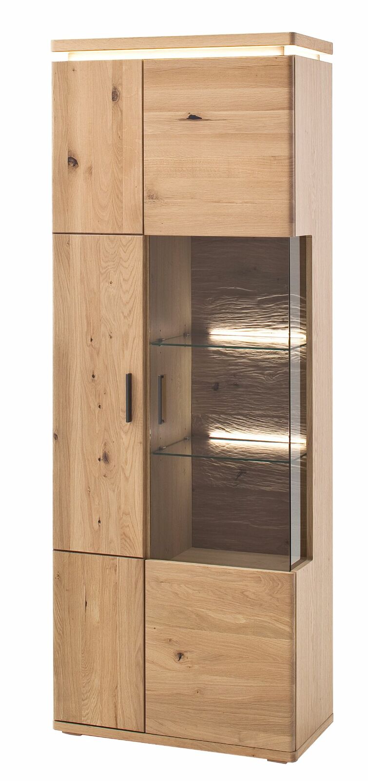 Zurbrüggen Kombi-Vitrine BARCELONA Kombi-Vitrine aus Holz mit Glaseinsatz und Beleuchtung, Frontalansicht