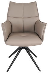 Moderner Armlehnstuhl MIAMI in Beige mit schwarzem Metallgestell, Frontalansicht