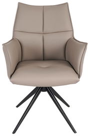 Moderner Armlehnstuhl MIAMI in Beige mit schwarzem Metallgestell, Frontalansicht