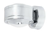 Moderne LED-Wandleuchte DUE PUNTO in Chromoptik, seitliche Perspektive