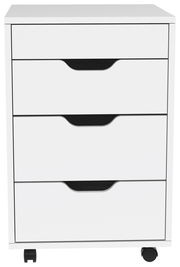 Weißer Rollcontainer mit vier Schubladen, frontal betrachtet