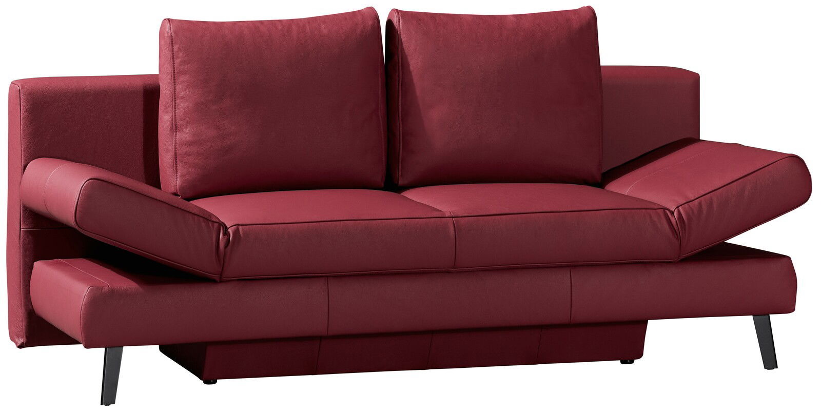 Rotes Querschläfer-Sofa mit verstellbaren Armlehnen, Vorderansicht