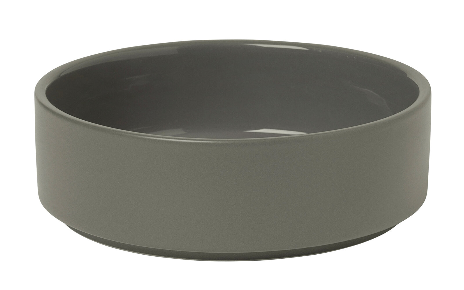 Graue Schale aus der Seitenperspektive, schlichtes Design, Modell PILAR Pewter S