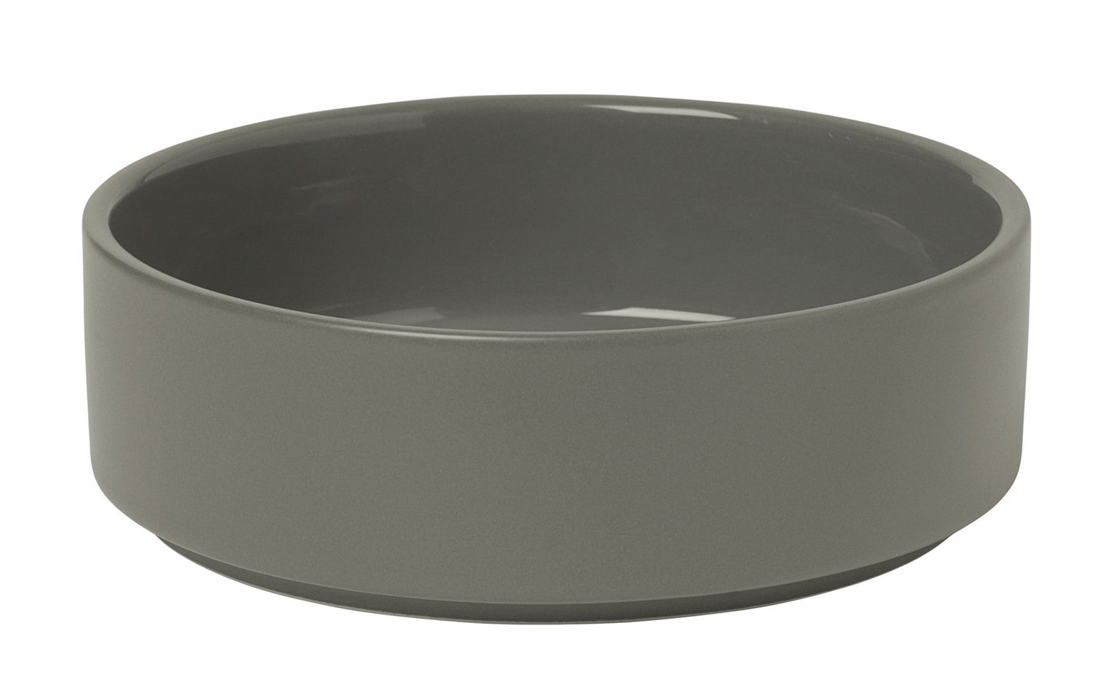 Graue Schale aus der Seitenperspektive, schlichtes Design, Modell PILAR Pewter S